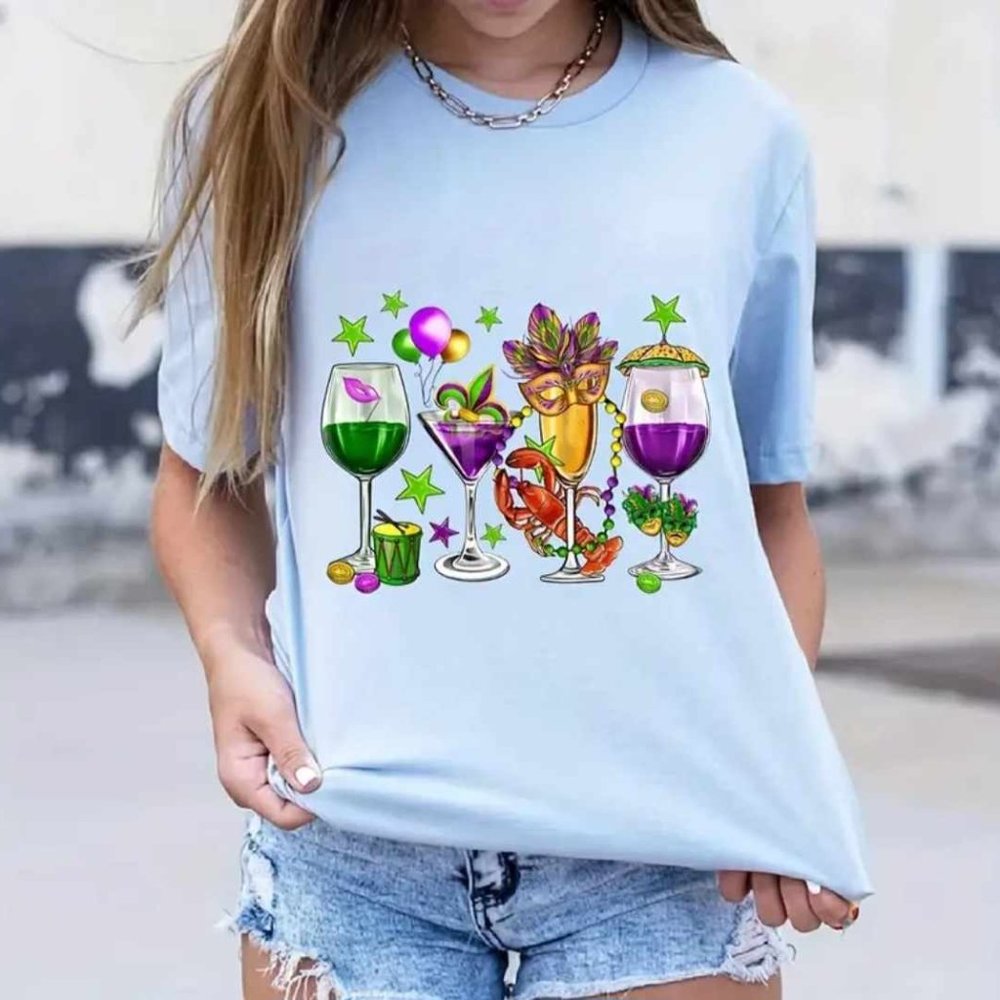 Mardi Gras t-shirts on a WHITE Top